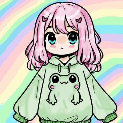 girl wearing frogging sweatshirt