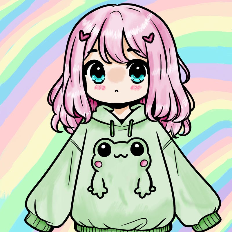 girl wearing frogging sweatshirt