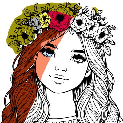realistic girl with flower crown