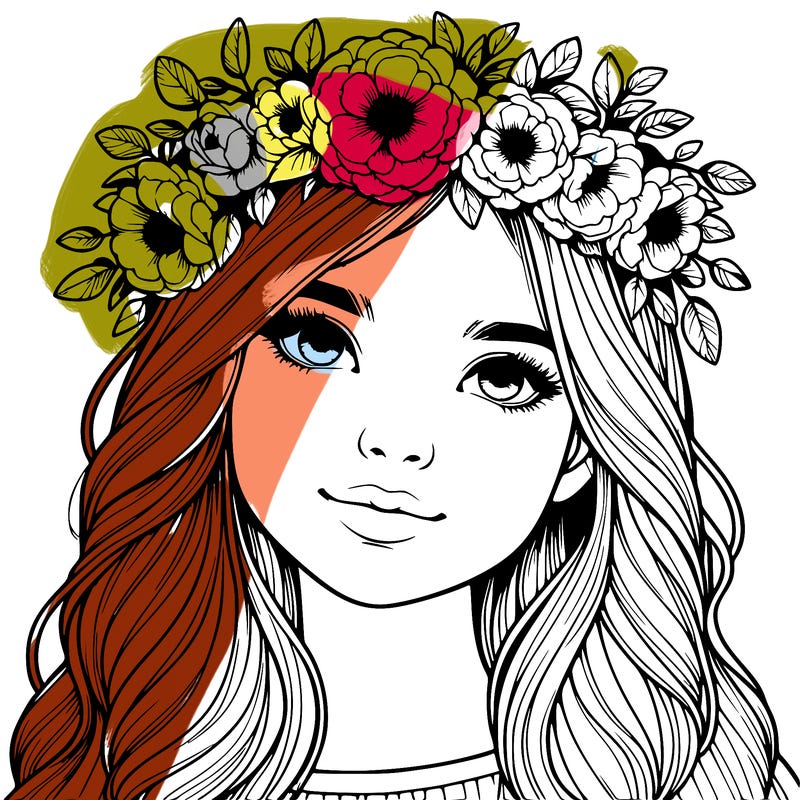 realistic girl with flower crown