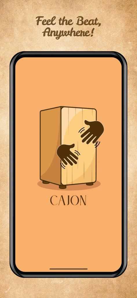 Gráfico que muestra un cajón virtual en la pantalla de un teléfono móvil con el texto Siente el Ritmo en Cualquier Lugar.