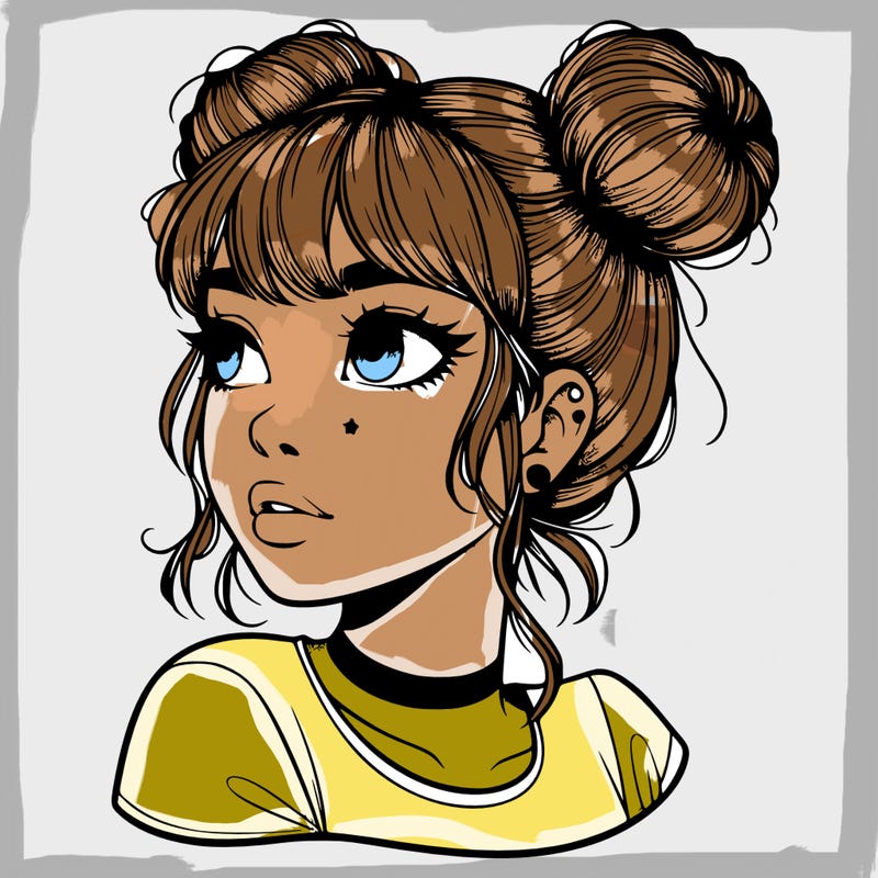 realistic girl with spacebuns