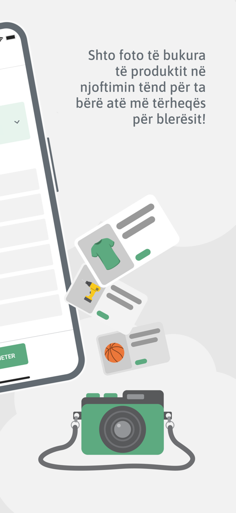 MerrJep Albania - MerrJep Albania mobile app screen demonstrating how to add photos to product listings