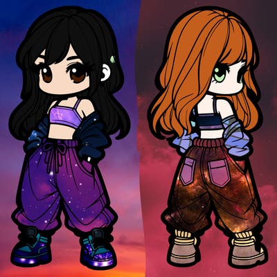 girl in crop top and baggy pants