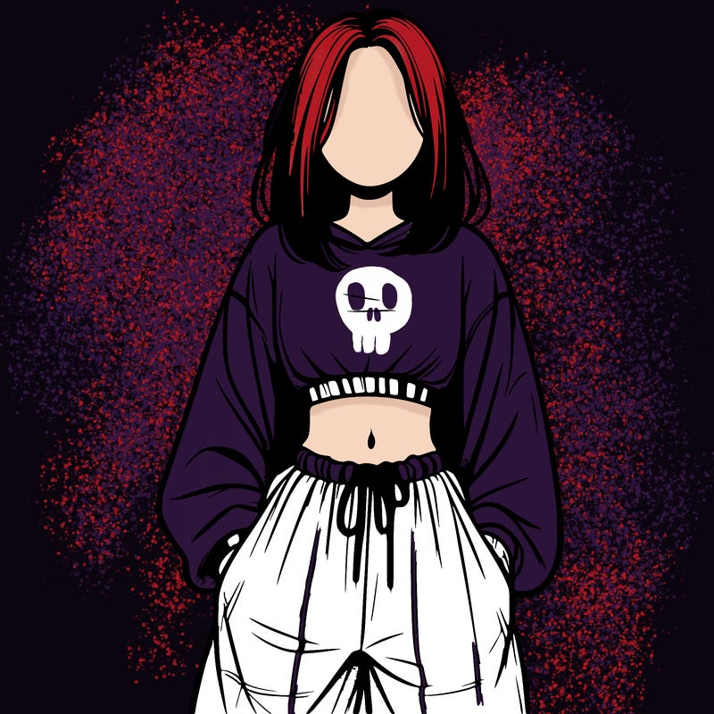 realistic girl faceless with baggy pants and a crop top
