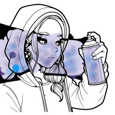 a realistic girl, spray painting