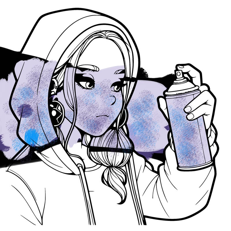 a realistic girl, spray painting