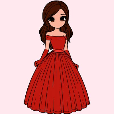 realistic girl in dress