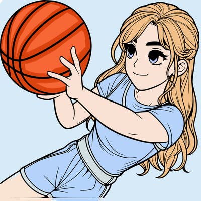 realistic girl playing basketball