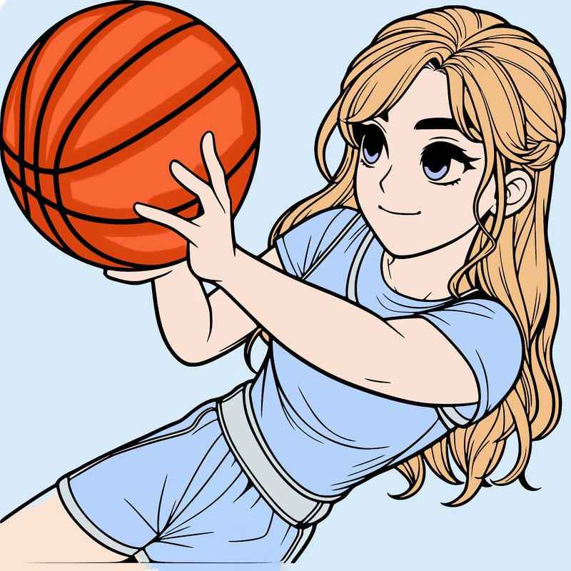 realistic girl playing basketball