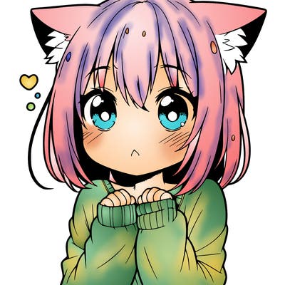 shy anime catgirl