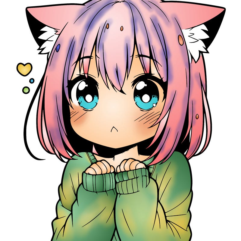 shy anime catgirl