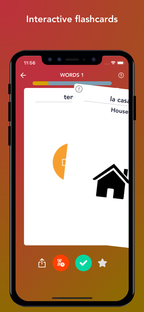 Tobo: Learn Spanish Vocabulary - Interactive Spanish vocabulary flashcards in the Tobo app showing the word house