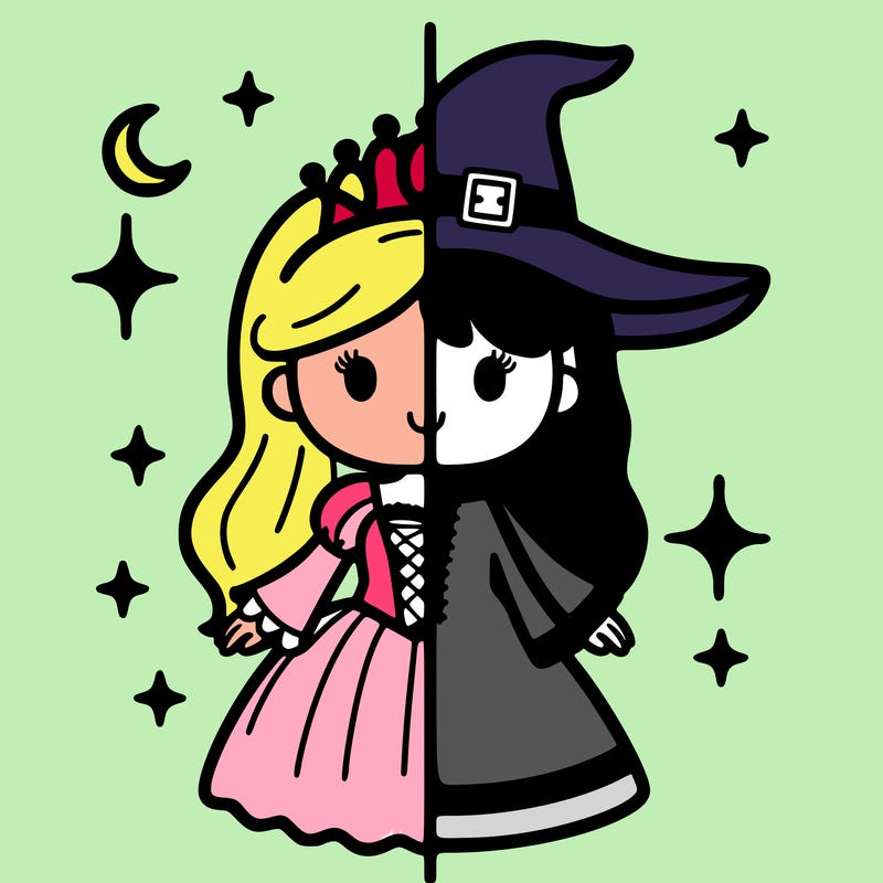 split princess and witch