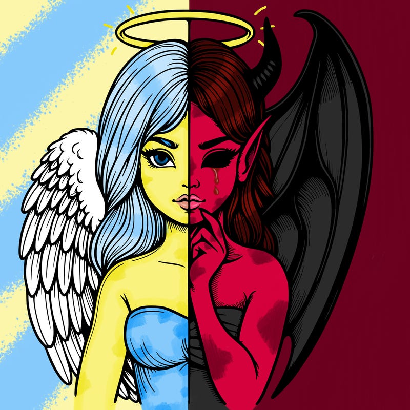 realistic angel half demon