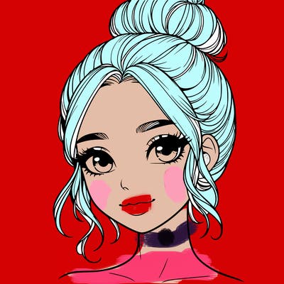 realistic pretty girl with hair in bun