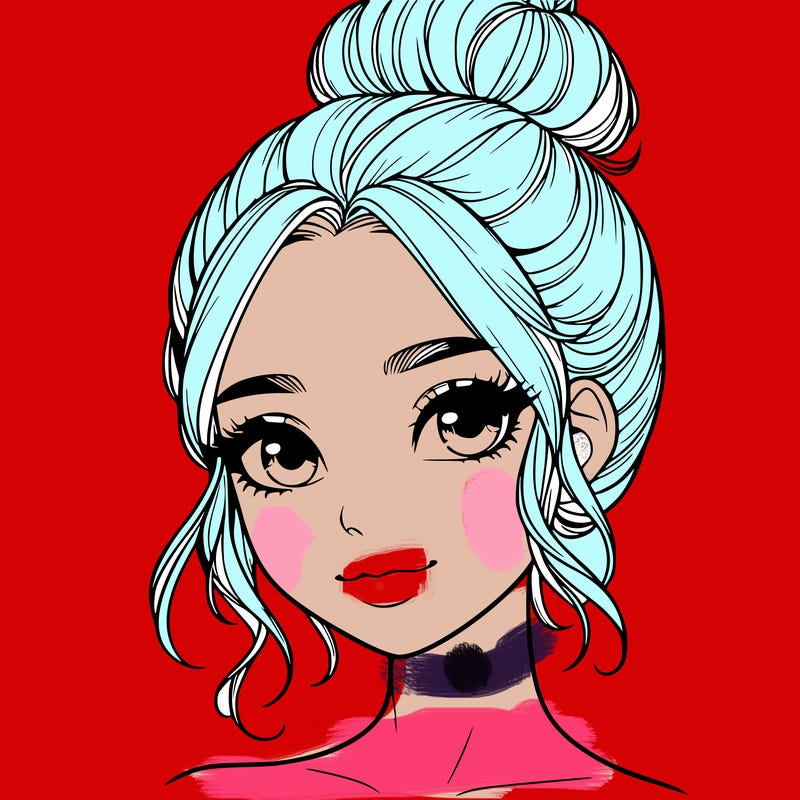 realistic pretty girl with hair in bun