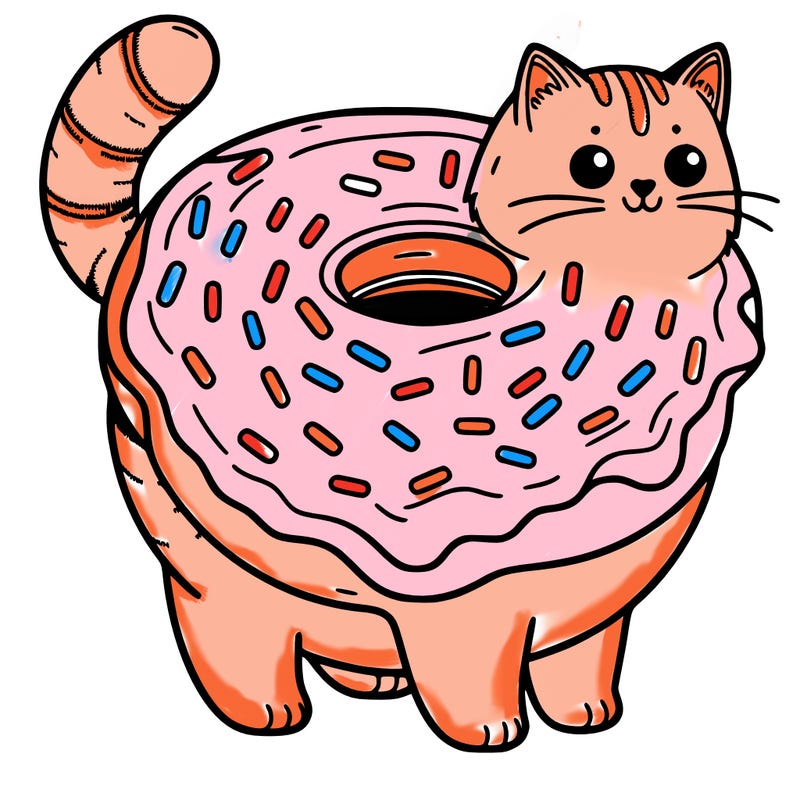 cat turned into donut