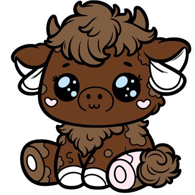 fluffy cute baby cow