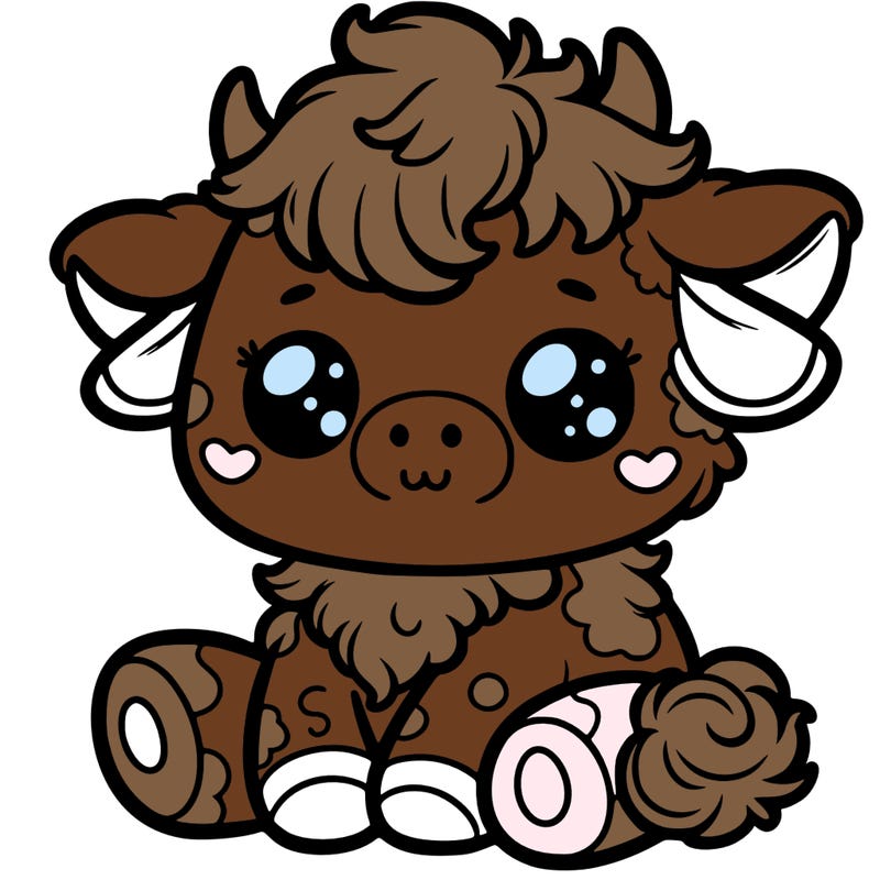 fluffy cute baby cow