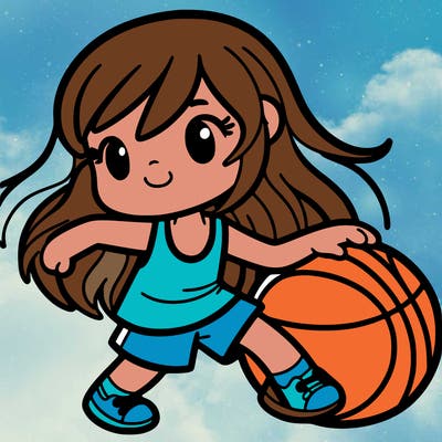 a girl playing basketball