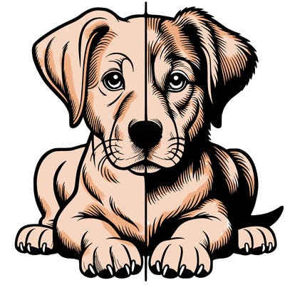 realistic dog split picture