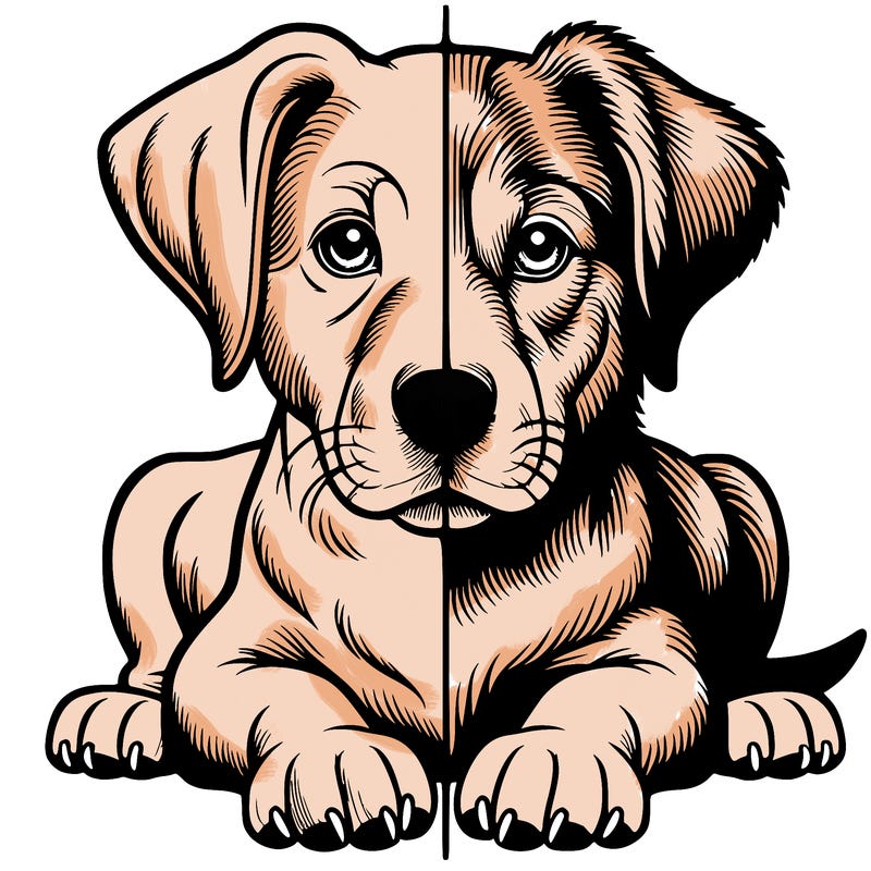 realistic dog split picture
