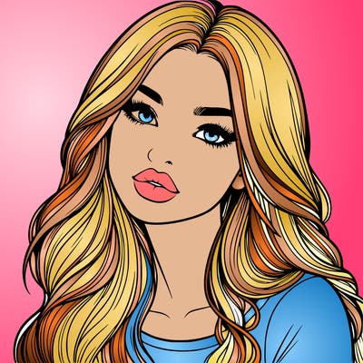 realistic girl with hair on her hair and lips