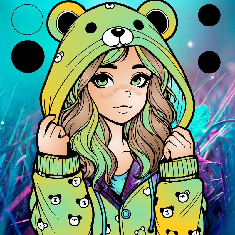 realistic girl in a animal pjs hoodie