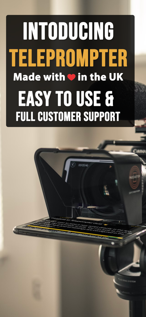 Configuration de caméra vidéo professionnelle utilisant l'application Teleprompter sur un appareil mobile