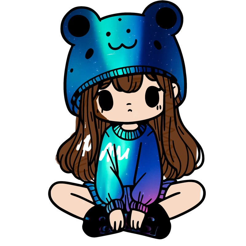 a girl wearing a frog hat and some frog socks