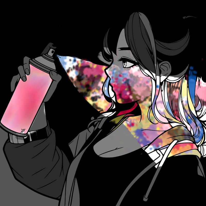 a realistic girl spray, painting