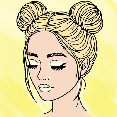 woman with hair buns