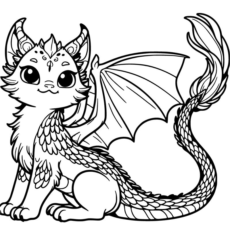 cat dragon, a bit realistic but stylized