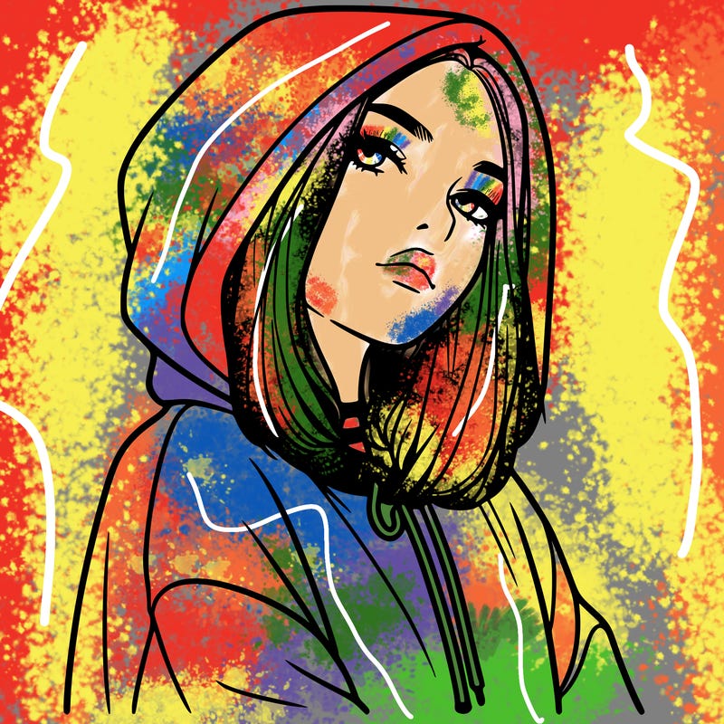 a realistic girl in a hoodie
