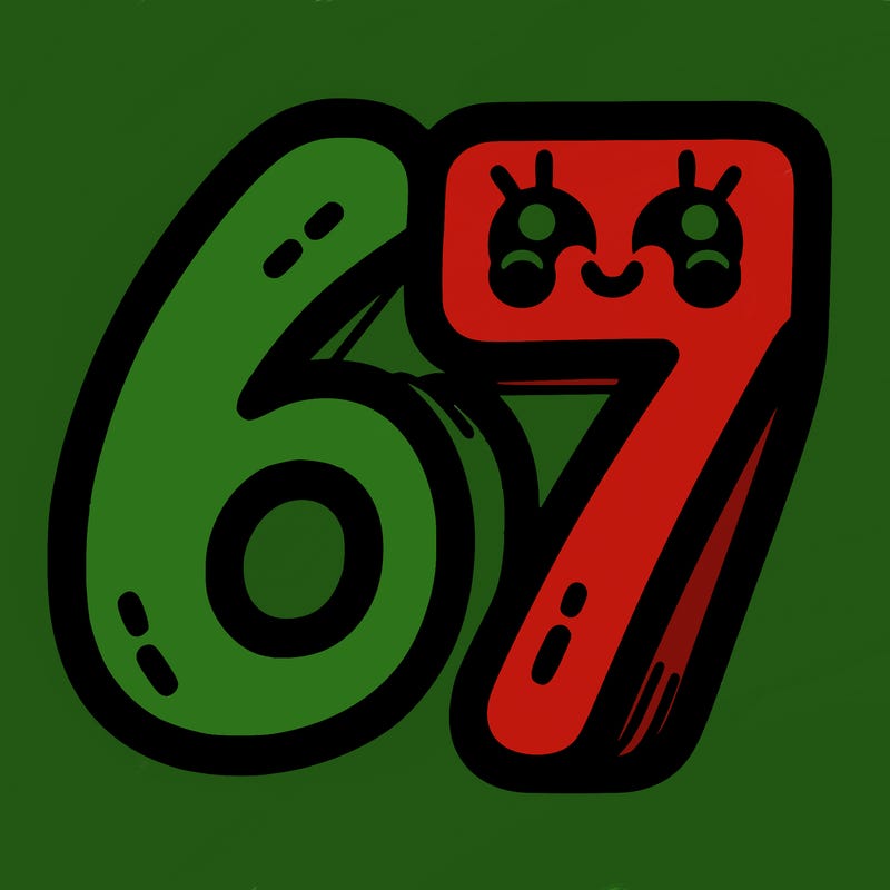the numbers 67