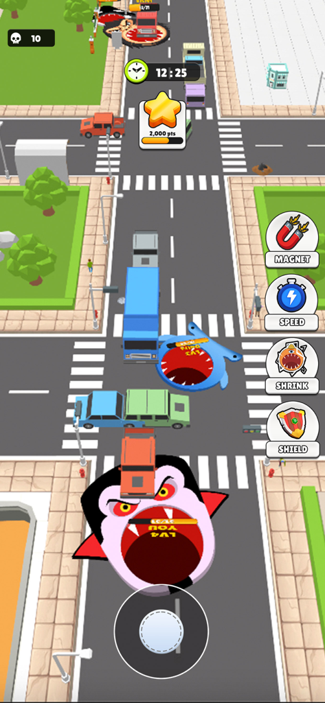 Black Sink hole Zone Game 3D - Gameplay of Black Sink hole Zone Game 3D showing a monster themed hole swallowing cars on a city street