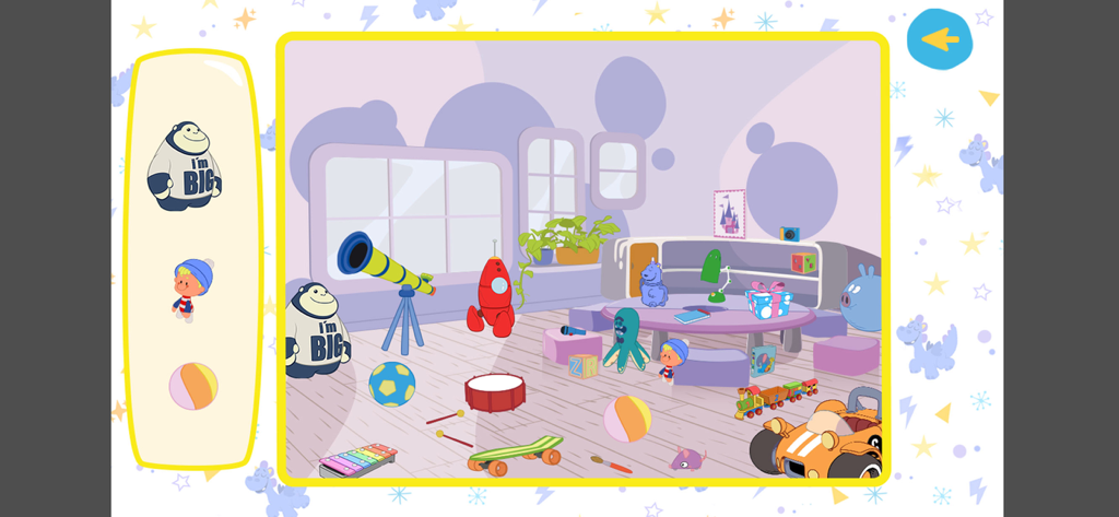 Juego de objetos ocultos de Cleo y Cuquin ambientado en una sala de juguetes