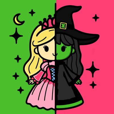split princess and witch