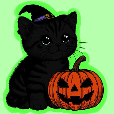 halloween realistic kitten