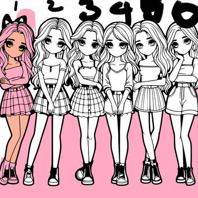 a group of girls realistic