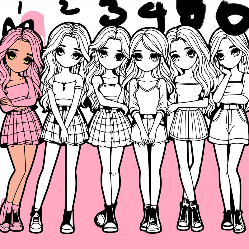 a group of girls realistic