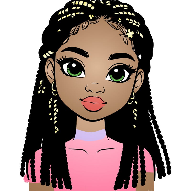 a realistic black girl with braids