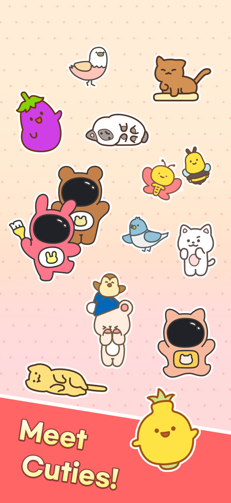 Color Town: My Lovely World - A collection of cute cartoon animals and characters from the Color Town game with the text Meet Cuties.