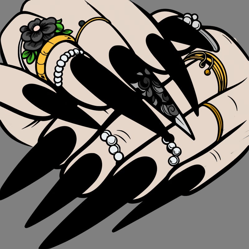 long nails with a design