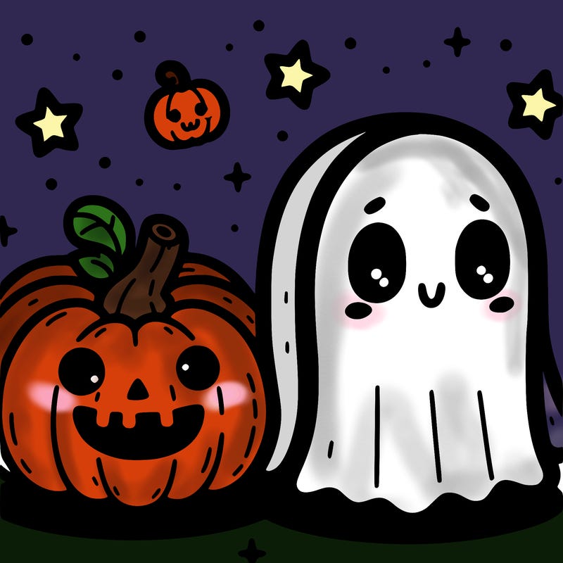 cute pumpkin and ghost