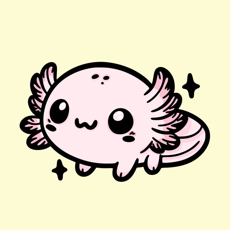 cute easy baby axolotl