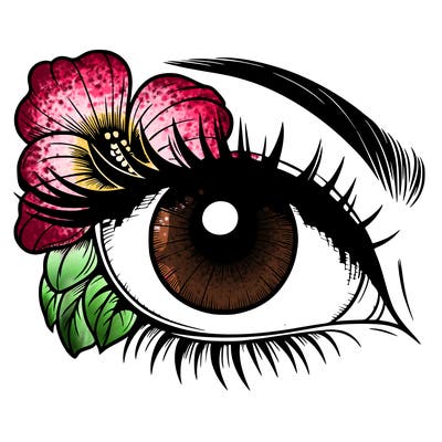 realistic eye with flower