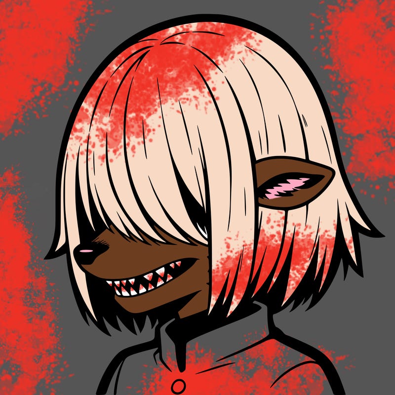 sharp teeth deer man with bob haircut
