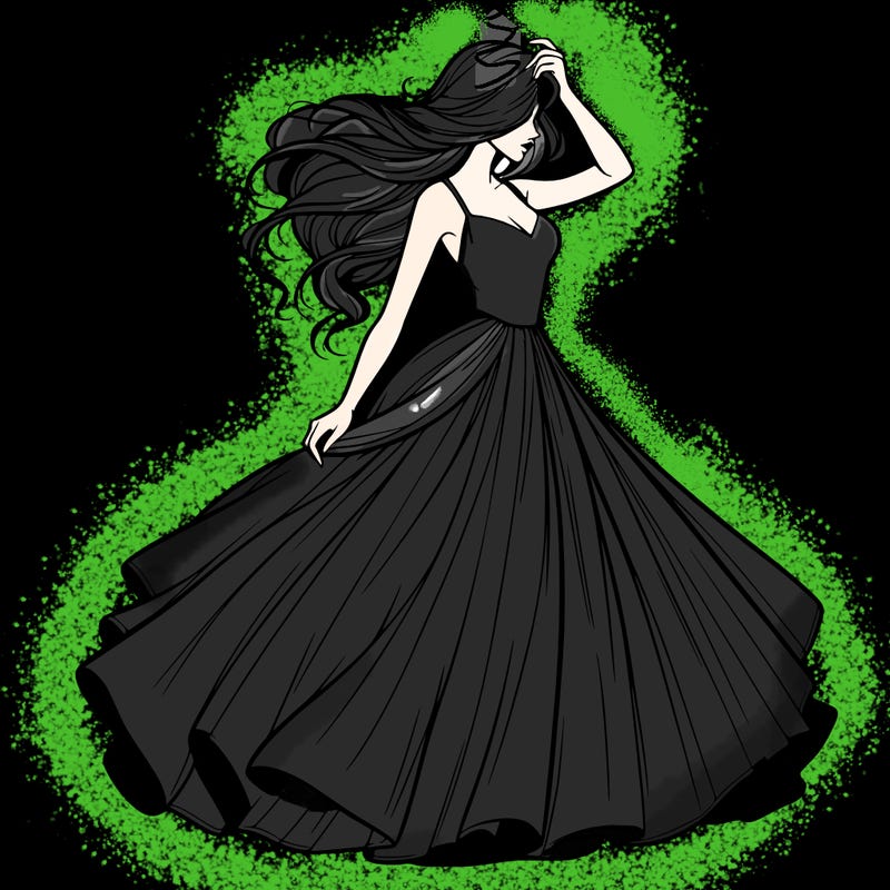 realistic woman with dress flowing in the wind